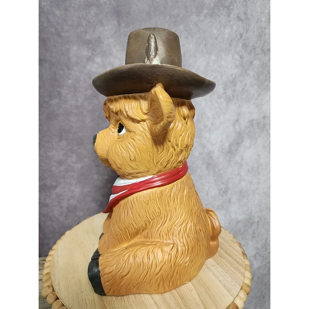 Patriotic Americana Western Highland Cow With Cowboy‎ Hat Scarf Figurine 10.5